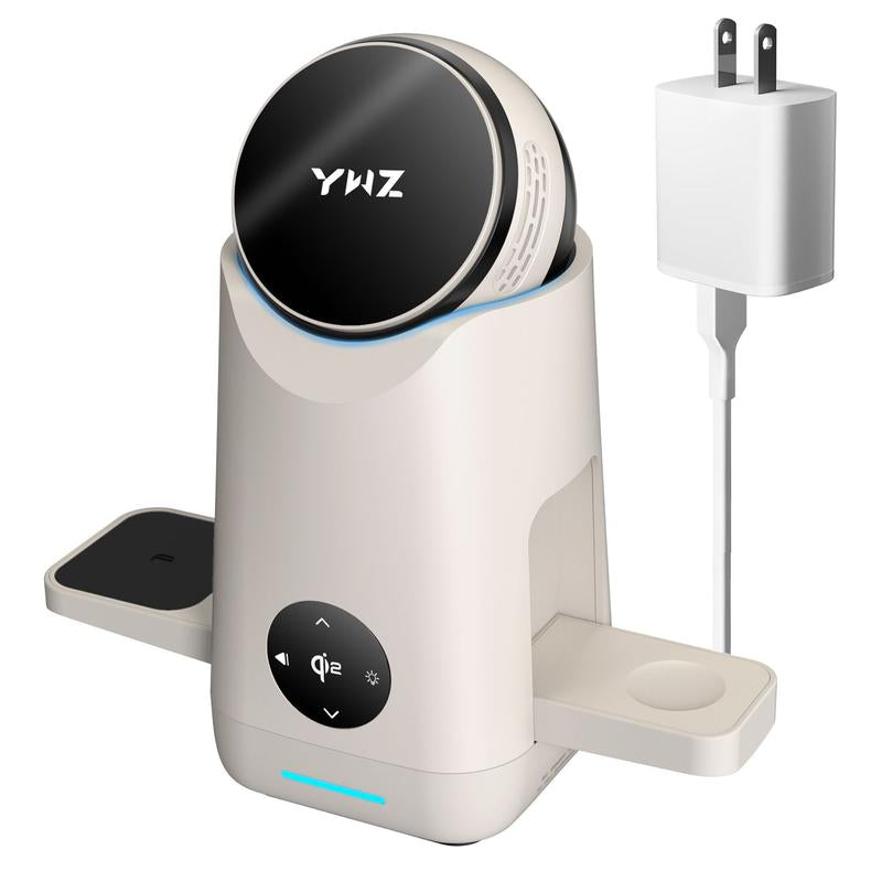 YWZ 3 in 1 Wireless Charger Fast Charging Qi2 Certified for Iphone Iwatch Airpods Magnetic Automatic Rotation Touch Pop-Up Charging Station Easy Carry