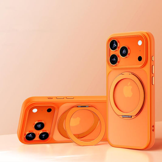 Iphone 17 Pro Max Case Military-Grade Drop Protection Magsafe Compatible 360° Rotating Stand Crystal Clear PC Shell with 360° Ring Stand & Airbag Protection Anti-Fall Shockproof Cover Protective Casing Magnetic Protector Transparent Acrylic Cover Magsafe